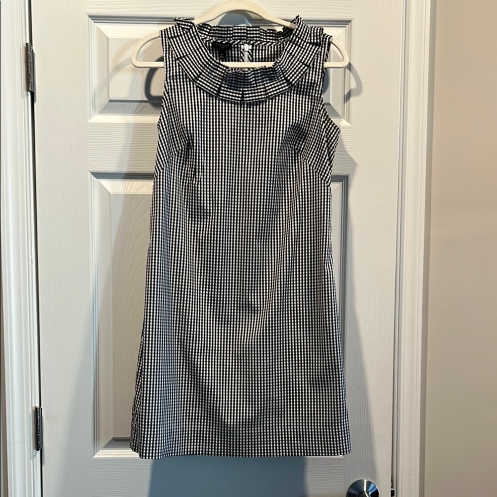 Talbots  Black and White Checkered Ruffled Halter Mini Dress‎